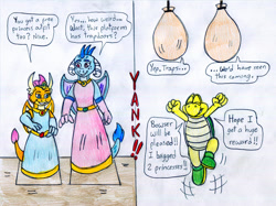 Size: 1280x956 | Tagged: safe, artist:jose-ramiro, imported from derpibooru, princess ember, smolder, dragon, koopa troopa, clothes, dragoness, dress, female, princess smolder, traditional art