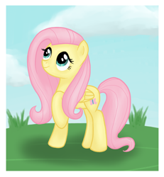 Size: 1600x1728 | Tagged: safe, artist:luciekj, imported from derpibooru, fluttershy, pegasus, pony, 2013, female, mare, old art, raised hoof, solo