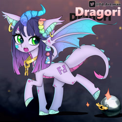 Size: 3000x3000 | Tagged: safe, artist:fd, imported from derpibooru, oc, oc:dragori, bat pony, dracony, dragon, hybrid, gold, horn, solo