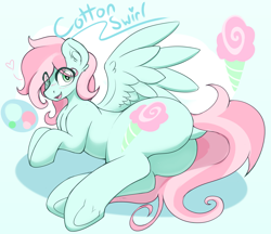 Size: 3873x3350 | Tagged: safe, artist:czu, imported from derpibooru, oc, oc:cotton swirl, pegasus, adoptable, blushing, butt, dock, looking at you, plot, tail