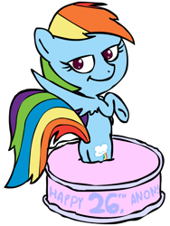 Size: 600x800 | Tagged: safe, artist:corwin, imported from derpibooru, pegasus, pony, butt, cake, female, food, looking at you, mare, plot, popping out of a cake, simple background, solo, transparent background