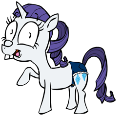 Size: 711x697 | Tagged: safe, artist:corwin, imported from derpibooru, rarity, pony, unicorn, bucktooth, clothes, female, hillbilly, rarihick, shorts, simple background, solo, white background