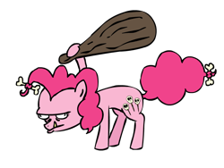 Size: 1000x750 | Tagged: safe, artist:corwin, imported from derpibooru, pinkie pie, earth pony, pony, caveman, simple background, solo, transparent background