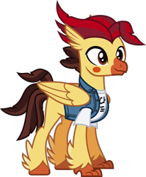 Size: 1291x1566 | Tagged: safe, artist:lightningbolt, derpibooru exclusive, imported from derpibooru, classical hippogriff, hippogriff, pony, .svg available, beat, clothes, colored pupils, dyed mane, feather, folded wings, hooves, jacket, male, nick martin, ponified, shirt, sleeping with sirens, solo, svg, t-shirt, talons, undershirt, vector, wings