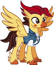 Size: 1306x1566 | Tagged: safe, artist:lightningbolt, derpibooru exclusive, imported from derpibooru, classical hippogriff, hippogriff, pony, .svg available, beat, clothes, colored pupils, dyed mane, feather, hooves, jacket, male, nick martin, ponified, shirt, sleeping with sirens, solo, spread wings, svg, t-shirt, talons, undershirt, vector, wings