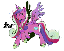 Size: 1188x952 | Tagged: safe, artist:ihatti, edit, editor:unofficial edits thread, imported from twibooru, princess cadance, alicorn, pony, crown, eyes closed, female, hoof shoes, horn, image, jewelry, male, mare, png, regalia, simple background, solo, straight, white background, wings