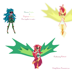 Size: 1724x1696 | Tagged: safe, artist:prettycelestia, imported from twibooru, human, character:gloriosa daisy, character:sunset shimmer, fusion, humanized, image, my little pony: equestria girls, png, red hair, vine