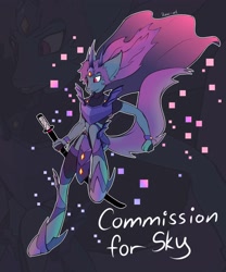 Size: 2500x3000 | Tagged: safe, artist:ilaac_art, imported from derpibooru, oc, oc:verattano, anthro, earth pony, undead, armor, cape, clothes, commission, crown, glowing, jewelry, regalia, simple background, solo, sword, weapon