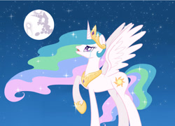 Size: 1024x739 | Tagged: safe, artist:luciekj, imported from derpibooru, princess celestia, alicorn, pony, 2014, crying, female, mare, mare in the moon, moon, old art, raised hoof