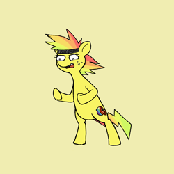 Size: 1000x1000 | Tagged: safe, artist:potatoconnoisseur, derpibooru exclusive, imported from derpibooru, oc, oc only, earth pony, pony, bipedal, female, fighting stance, freckles, headband, mare, open mouth, open smile, simple background, smiling, solo