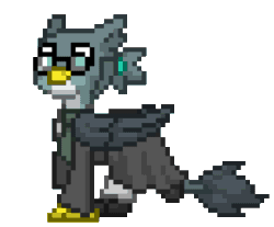 Size: 928x768 | Tagged: safe, artist:gloomy brony, imported from derpibooru, gabby, griffon, pony, pony town, animated, clothes, cosplay, costume, gif, glasses, harry potter (series), moaning myrtle, pixel art, simple background, solo, transparent background