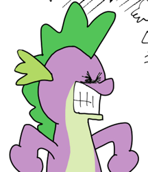 Size: 315x365 | Tagged: safe, artist:jargon scott, imported from derpibooru, spike, dragon, grimace, gritted teeth, male, simple background, solo, squint, teeth, white background