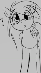 Size: 709x1261 | Tagged: safe, artist:mushy, imported from derpibooru, derpy hooves, pegasus, pony, looking at you, question mark, sketch, solo