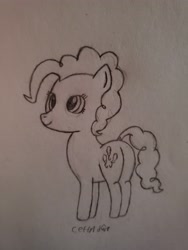 Size: 3024x4032 | Tagged: safe, artist:ceffyl-dŵr, imported from derpibooru, pinkie pie, pony, butt, plot, traditional art