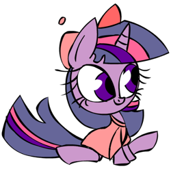 Size: 481x476 | Tagged: safe, artist:mushroomcookiebear, imported from derpibooru, twilight sparkle, pony, unicorn, clothes, crossover, female, hat, horn, mare, shirt, simple background, sitting, smiling, tara strong, the fairly oddparents, timmy turner, transparent background, unicorn twilight, voice actor joke