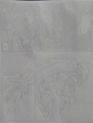 Size: 1944x2592 | Tagged: safe, artist:princebluemoon3, imported from derpibooru, oc, oc only, oc:rainbow tashie, dragon, comic:the chaos within us, angry, black and white, breathing, canterlot, canterlot castle, castle, claw, comic, commissioner:bigonionbean, dragoness, evil, evil grin, female, grayscale, grin, high res, inhaling, laughing, magic, monochrome, roar, smiling, snout, species swap, traditional art, writer:bigonionbean