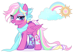 Size: 2709x1896 | Tagged: safe, artist:gihhbloonde, imported from derpibooru, oc, pegasus, pony, base used, clothes, magical lesbian spawn, offspring, parent:clear sky, parent:rainbow dash, scarf, simple background, solo, transparent background