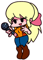 Size: 720x998 | Tagged: safe, artist:darlycatmake, imported from derpibooru, megan williams, human, fanart, friday night funkin', happy, humanized, lidded eyes, microphone, open mouth, simple background, smiling, solo, transparent background