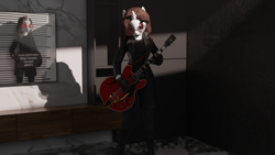 Size: 1920x1080 | Tagged: safe, artist:riizatensely, imported from derpibooru, oc, oc:riizatensely, anthro, 3d, blender, guitar, musical instrument