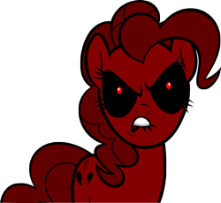 Size: 7876x7253 | Tagged: safe, artist:waleedtariqmmd, imported from derpibooru, pinkie pie, earth pony, pony, .exe, angry, black sclera, creepypasta, female, lip bite, mare, rainbow.exe, simple background, transparent background, zalgo, zalgo pie