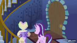 Size: 640x360 | Tagged: safe, imported from derpibooru, screencap, starlight glimmer, pony, unicorn, every little thing she does, season 6, animated, butt, cake, female, food, gif, gifs.com, glimmer glutes, mare, open mouth, pancakes, solo, twilight's castle