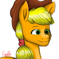 Size: 1280x1280 | Tagged: safe, artist:cjv2004, imported from derpibooru, applejack, earth pony, pony, simple background, solo, white background