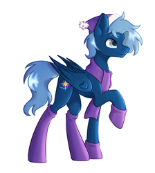 Size: 964x1076 | Tagged: safe, artist:lambydwight, imported from derpibooru, oc, oc only, oc:blue shadow, pegasus, pony, clothes, hat, scarf, simple background, socks, solo, white background