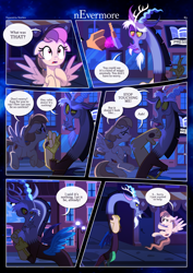 Size: 3259x4607 | Tagged: safe, artist:estories, imported from derpibooru, discord, oc, oc:alice goldenfeather, draconequus, pegasus, pony, comic:nevermore, comic, pegasus oc, speech bubble