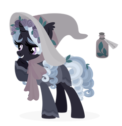 Size: 1024x1060 | Tagged: safe, artist:kabuvee, imported from derpibooru, oc, pony, unicorn, female, hat, mare, simple background, solo, transparent background, witch hat