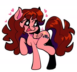 Size: 1890x1759 | Tagged: safe, artist:ocean_hairuuu, imported from derpibooru, pegasus, pony, anatomically incorrect, brown hair, cutie mark, female, friday night funkin', girlfriend (friday night funkin), heart, incorrect leg anatomy, pink body, ponified, simple background, solo, white background