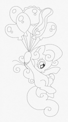Size: 862x1536 | Tagged: safe, artist:dreamtimeponies, artist:lauren faust, imported from derpibooru, baby half note, earth pony, pony, baby, baby half note can fly, baby hawwlf note, baby pony, balloon, black and white, cute, female, filly, floating, flying, foal, g1, g1 to g4, g4, generation leap, grayscale, heart, heart balloon, holding, hoof hold, monochrome, simple background, sketch, smiling, solo, then watch her balloons lift her up to the sky, white background