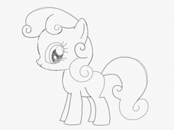 Size: 2048x1536 | Tagged: safe, artist:dreamtimeponies, artist:lauren faust, imported from derpibooru, baby half note, earth pony, pony, baby, baby hawwlf note, baby pony, black and white, cute, female, filly, foal, g1, g1 to g4, g4, generation leap, grayscale, looking at you, monochrome, sketch, smiling, smiling at you, solo