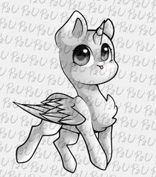 Size: 2287x2600 | Tagged: safe, artist:prettyshinegp, imported from derpibooru, oc, oc only, alicorn, pony, :p, alicorn oc, bald, base, chest fluff, chibi, horn, solo, tongue out, watermark, wings