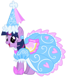 Size: 1026x1178 | Tagged: safe, artist:mixermike622, imported from derpibooru, twilight sparkle, pony, unicorn, background removed, bow, clothes, cute, dress, ear piercing, froufrou glittery lacy outfit, happy, hat, hennin, jewelry, necklace, open mouth, piercing, pretty, princess, simple background, smiling, transparent background, twilight wants to be a princess