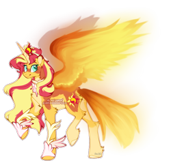 Size: 1146x1080 | Tagged: safe, artist:foxklt, imported from twibooru, sunset shimmer, alicorn, pony, equestria girls, alicornified, alternate design, artificial wings, augmented, coat markings, crown, female, image, jewelry, looking at you, magic, magic wings, mare, png, race swap, regalia, shimmercorn, simple background, solo, transparent background, wings