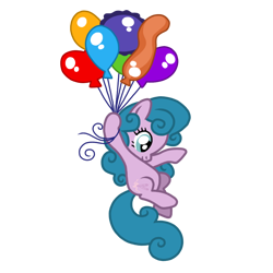 Size: 768x768 | Tagged: safe, artist:lauren faust, artist:sharksilverharpstrings, imported from derpibooru, baby half note, earth pony, pony, baby, baby half note can fly, baby hawwlf note, baby pony, balloon, cute, female, filly, floating, flying, foal, g1, g1 to g4, g4, generation leap, holding, hoof hold, simple background, smiling, solo, then watch her balloons lift her up to the sky, transparent background, vector