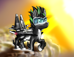 Size: 1953x1526 | Tagged: safe, artist:seki_98, imported from derpibooru, oc, oc only, oc:monolith, original species, plane pony, crepuscular rays, happy, plane, sky