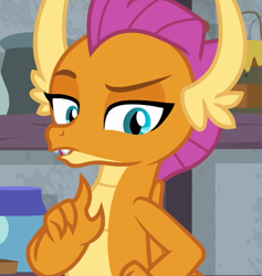 Size: 524x552 | Tagged: safe, imported from derpibooru, screencap, smolder, dragon, molt down, cropped, dragoness, female, looking at you, raised eyebrow, solo