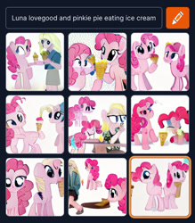 Size: 828x946 | Tagged: safe, imported from derpibooru, pinkie pie, earth pony, human, ai content, ai generated, food, generator:craiyon, harry potter (series), ice cream, luna lovegood