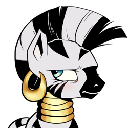 Size: 1280x1280 | Tagged: safe, artist:lonesomecryptid, imported from derpibooru, zecora, zebra, bust, simple background, solo, white background