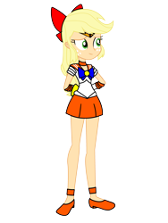 Size: 3072x4096 | Tagged: safe, artist:rollyagami02, imported from derpibooru, applejack, human, equestria girls, clothes, clothes swap, cosplay, costume, pixiv, sailor honesty, sailor moon, sailor venus, simple background, solo, transparent background