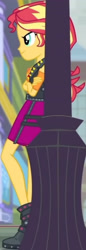 Size: 1402x4095 | Tagged: safe, imported from derpibooru, screencap, sunset shimmer, human, equestria girls, equestria girls series, super squad goals, boots, clothes, cropped, crossed arms, cutie mark on clothes, female, geode of empathy, high heel boots, jewelry, leather, leather boots, leather vest, magical geodes, necklace, shoes, smiling, solo, vest