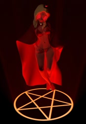 Size: 754x1080 | Tagged: safe, artist:riizatensely, imported from derpibooru, oc, anthro, lamb, sheep, 3d, blender, breasts, cult, female, of, pentagram, sindy, solo, the, the cult of sindy