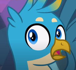 Size: 760x693 | Tagged: safe, imported from derpibooru, screencap, gallus, griffon, what lies beneath, cropped, looking at you, male, reaction image, solo