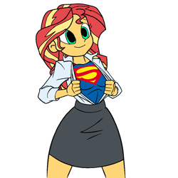 Size: 1000x1000 | Tagged: safe, artist:thatradhedgehog, imported from derpibooru, sunset shimmer, human, equestria girls, dc comics, simple background, supergirl, superman, transparent background