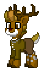 Size: 144x236 | Tagged: safe, artist:dematrix, imported from derpibooru, oc, oc only, oc:johndeere stagfael, deer, pony, pony town, clothes, male, pixel art, simple background, solo, stag, transparent background