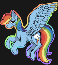 Size: 1786x2010 | Tagged: safe, artist:maplefr0st, imported from derpibooru, rainbow dash, pegasus, fanart, female, flying, large wings, mare, rainbow, simple background, wings