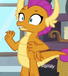 Size: 772x864 | Tagged: safe, imported from derpibooru, screencap, smolder, dragon, molt down, cropped, dragoness, female, reaction image, solo