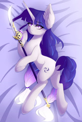 Size: 1280x1920 | Tagged: safe, artist:natanvok, imported from derpibooru, pony, unicorn, butt, genshin impact, naginata, plot, ponified, raiden shogun (genshin impact), solo