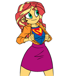 Size: 1000x1000 | Tagged: safe, artist:thatradhedgehog, imported from derpibooru, sunset shimmer, human, equestria girls, dc comics, simple background, supergirl, superman, transparent background